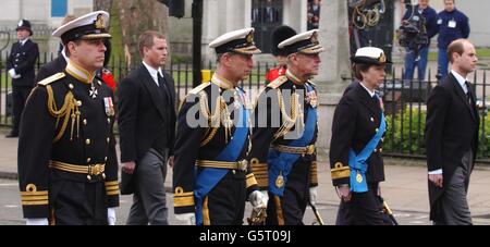 La regina madre funerale/famiglia Reale Foto Stock