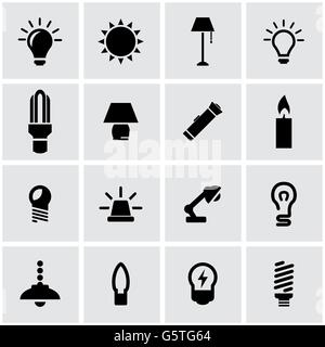 Vettore di luce nera icona impostare Illustrazione Vettoriale