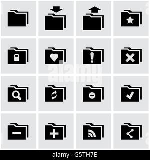 Vettore cartella nero icona impostare Illustrazione Vettoriale