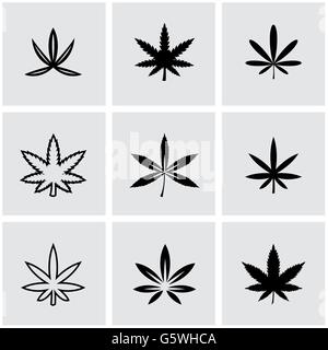 Vettore di marijuana nero icona impostare Illustrazione Vettoriale