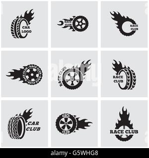 Vettore Racing nero etichette icona impostare Illustrazione Vettoriale