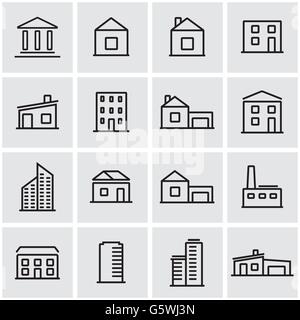 Linea del vettore edifici icona impostare Illustrazione Vettoriale