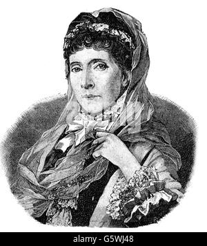 Augusta Marie, 30.9.1811 - 7.1.1890, Imperatrice tedesca 18.1.1871 - 9.3.1888, Ritratto, incisione in legno, 19th secolo, Foto Stock