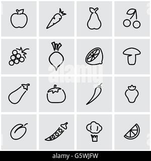 Linea del vettore frutto di un vegetablees icona impostare Illustrazione Vettoriale