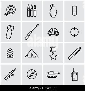 Vettore militare di linea icona impostare Illustrazione Vettoriale