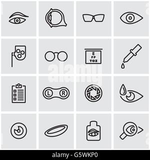 Linea del vettore optometria icona impostare Illustrazione Vettoriale