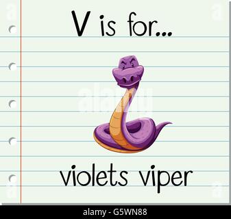 Flashcard lettera V è per le viole viper illustrazione Illustrazione Vettoriale