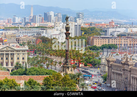 Mirador de Colom a Barcellona, Spagna Foto Stock