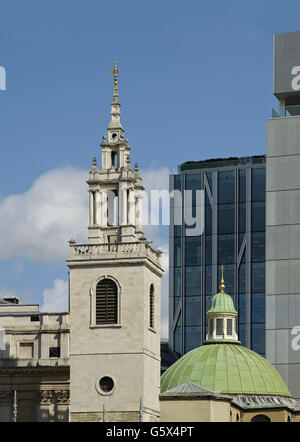 St Stephen Walbrook, chiesa della città di Londra; la cupola e la torre Foto Stock