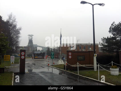 Una visione generale della Daw Mill Colliery vicino a Coventry nel Warwickshire che sta per chiudere, con conseguente licenziamento della maggior parte dei suoi 650 dipendenti. Foto Stock