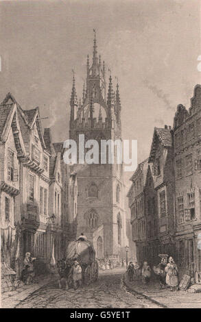 NEWCASTLE-UPON-TYNE: Chiesa di San Nicola da Middle Street. ALLOM, 1839 Foto Stock