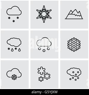 Linea del vettore neve icona impostare Illustrazione Vettoriale