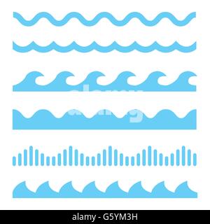 Il vettore d'onda blu set di icone Illustrazione Vettoriale