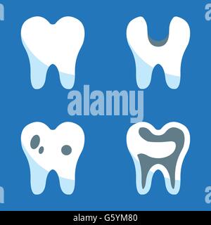 Vettore denti bianchi set di icone Illustrazione Vettoriale