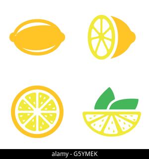Vettore di limone set di icone. Illustrazione Vettoriale