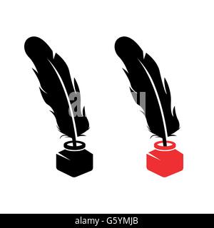 Vettore inkwell nero set di icone Illustrazione Vettoriale