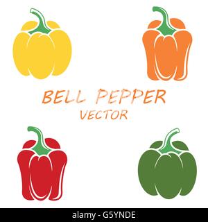 Piatto di vettore peperoni set di icone Illustrazione Vettoriale