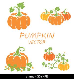 Vettore di zucca piatti set di icone Illustrazione Vettoriale