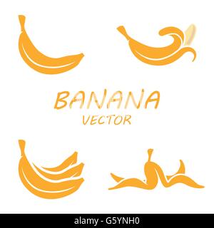 Vettore banana piatto set di icone Illustrazione Vettoriale