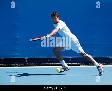 Tommy Haas, GER, Australian Open 2012, ITF Grand Slam torneo di tennis, Melbourne Park, Melbourne, Victoria, Australia Foto Stock