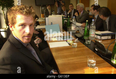 Alain Baxter, sciatore olimpico britannico, all'apertura del suo appello contro la sua medaglia olimpica che gli viene tolta, nel centro di Londra. Baxter ha avuto la sua medaglia di bronzo olimpica in slalom spogliato da lui dopo che ha provato positivo per la sostanza vietata metanfetamina. * ... nelle Olimpiadi invernali di Salt Lake City del 2002. Foto Stock