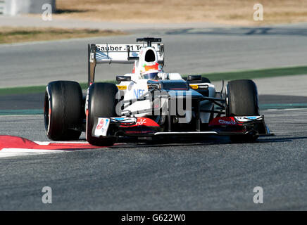 Sergio Perez, MEX, Sauber-Ferrari C31, durante il periodo della Formula 1 sessioni di collaudo, 21-24/2/2012, sul Circuito de Catalunya in Foto Stock