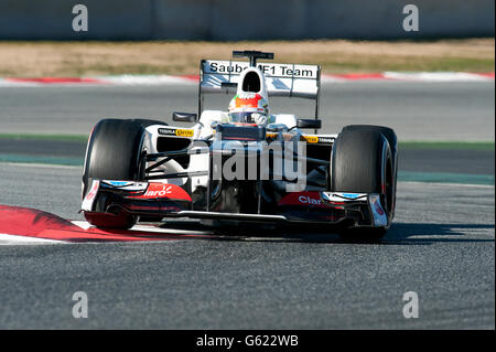 Sergio Perez, MEX, Sauber-Ferrari C31, durante il periodo della Formula 1 sessioni di collaudo, 21-24/2/2012, sul Circuito de Catalunya in Foto Stock