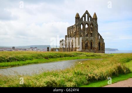 Whitby Abbey North Yorkshire Moors England Regno Unito Foto Stock