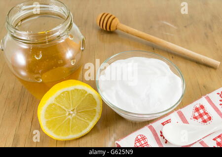 La dieta ricetta: bicarbonato di soda, limone e miele Foto Stock