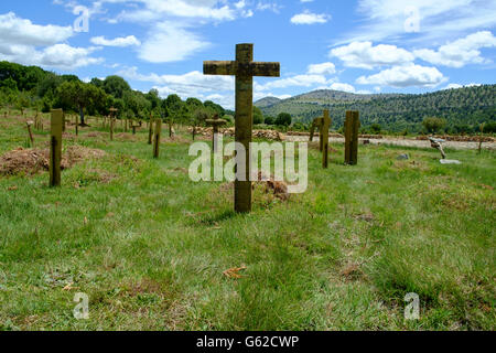 Triste Hill Cimitero - rappresentata nel film "Il buono, il brutto e il cattivo" - vicino a Covarrubias in Spagna Foto Stock