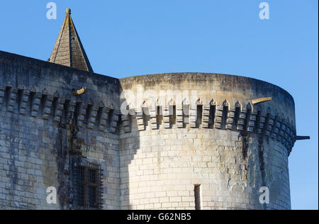 Città Reale di Loches (Francia) vista a molla. È stato costruito nel IX secolo. Foto Stock