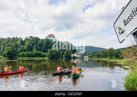 Fiume Regen, Stefling Castello, rematori, Nittenau, in Germania, in Baviera, Baviera, Oberpfalz, Palatinato superiore Foto Stock