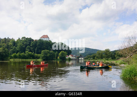 Fiume Regen, Stefling Castello, rematori, Nittenau, in Germania, in Baviera, Baviera, Oberpfalz, Palatinato superiore Foto Stock