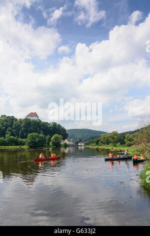 Fiume Regen, Stefling Castello, rematori, Nittenau, in Germania, in Baviera, Baviera, Oberpfalz, Palatinato superiore Foto Stock