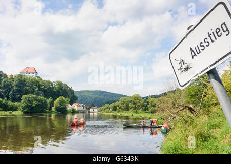 Fiume Regen, Stefling Castello, rematori, Nittenau, in Germania, in Baviera, Baviera, Oberpfalz, Palatinato superiore Foto Stock