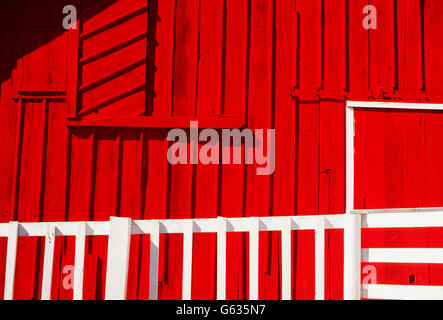 Rosso brillante granaio, Charles W. WILSON RANCH; caseificio & BOVINI DA CARNE, vicino Sequim, Washington, Stati Uniti d'America Foto Stock