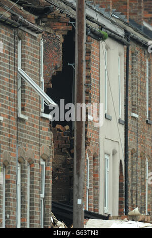 I resti di una casa in Wright Street, Newark che è stato distrutto in un'esplosione. Foto Stock