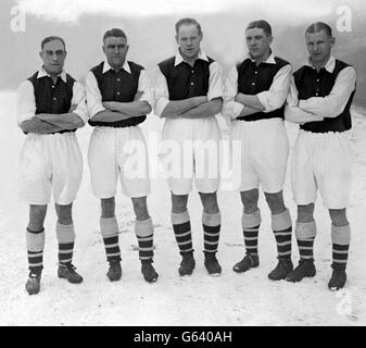 Arsenal FC 1935 Cliff Bastin, Ted Drake, George Male, Eddie Hapgood e Wilf Copping Foto Stock