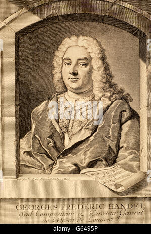 George Frideric Handel (Georg Friedrich Händel - Halle, 23 Febbraio 1685 - Londra, 14 aprile 1759) del compositore tedesco naturalizzato inglese nel 1725 Foto Stock