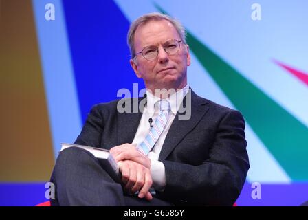 Presidente esecutivo di Google Eric Schmidt all'evento "Big Tent" di Google. Foto Stock