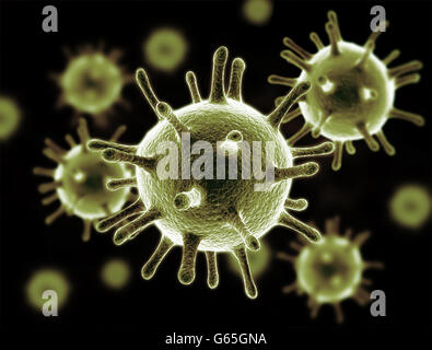 Virus in organismo infettato.3D illustrazione medica Foto Stock