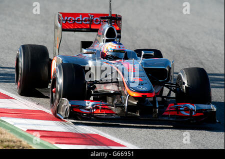 Jenson Button, GB, McLaren-Mercedes MP4-27, Formula 1 sessioni di collaudo, febbraio 2012, Barcelona, Spagna, Europa Foto Stock