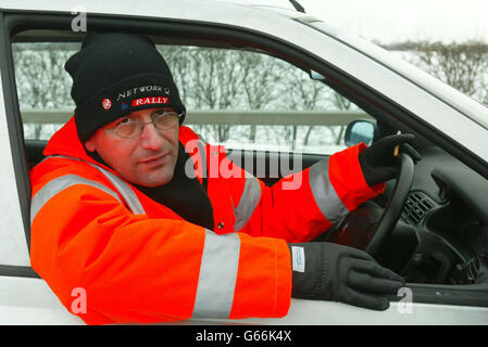 Le tempeste di neve driver di ritardo Foto Stock