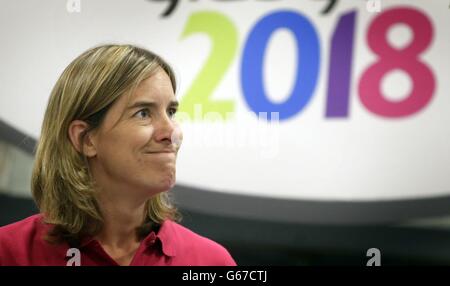 Olympian Katherine Grainger al Glasgow Club in Scozia, a seguito dell'annuncio che l'offerta di Glasgow di ospitare i Giochi Olimpici della Gioventù 2018 fallì. Foto Stock