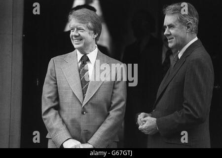 Politica - il Presidente degli Stati Uniti Jimmy Carter e il Segretario di Stato americano Cyrus Vance - Winfield House - Londra Foto Stock