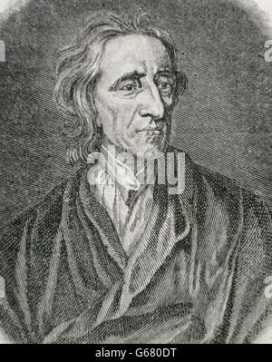 John Locke (1632-1704). Filosofo inglese. Incisione, 1881. Foto Stock