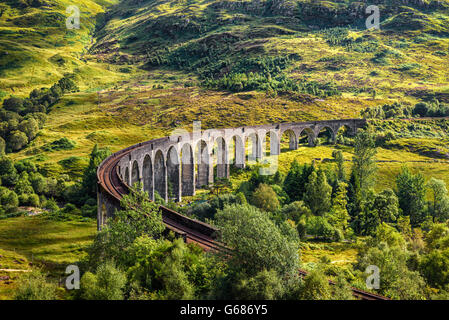 Glenfinnan viadotto ferroviario in Scozia Foto Stock