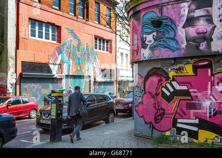 Graffiti North Street, Belfast City Centre Foto Stock