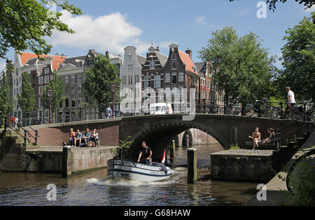 Amsterdam canal cruise Foto Stock