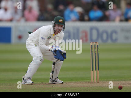 Cricket - International Tour Match - Somerset v Australia XI - Day Three - The County Ground. Brad Haddin, il guardiano australiano, durante il 3° giorno contro Somerset, durante la partita International Tour presso la County Ground di Taunton. Foto Stock